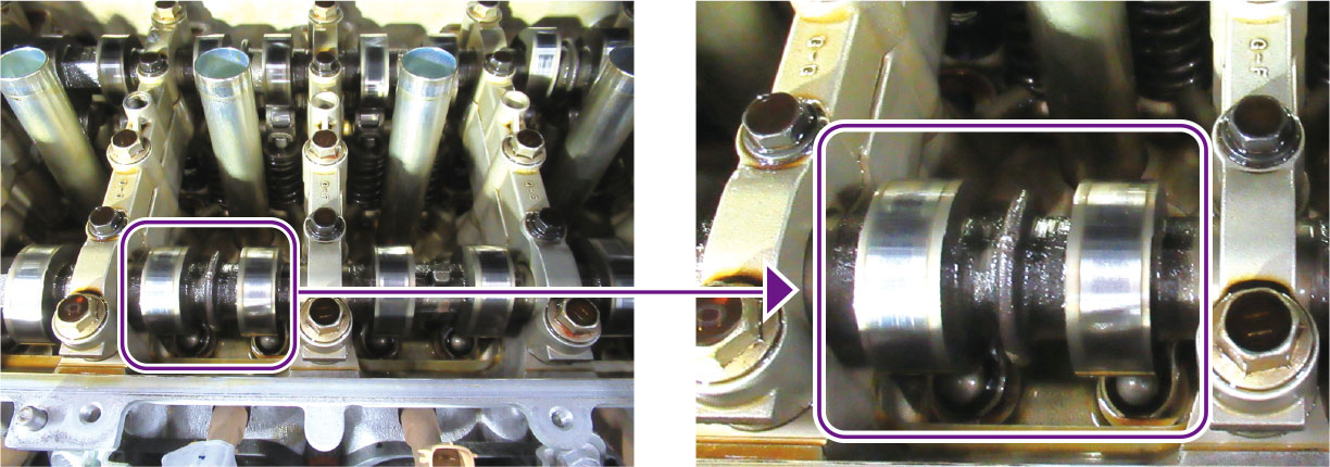 カムシャフトまわりの洗浄効果フラッシング前